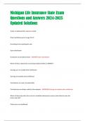 Michigan Life Insurance State Exam  Questions and Answers 2024-2025  Updated Solutions