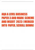AQA A-Level Business Paper 3 AND Mark Scheme AND Insert 2023 (Merged into paper, Scroll Down)