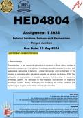 HED4804 Assignment 1 (COMPLETE ANSWERS) 2024  - DUE 15 May  2024 