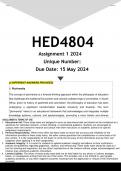 HED4804 Assignment 1 (ANSWERS) 2024 - DISTINCTION GUARANTEED.