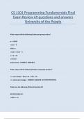CS 1101 Programming Fundamentals Final Exam Review 69 questions and answers University of the People
