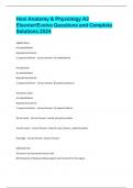 Hesi Anatomy & Physiology A2  Elsevier&sol;Evolve Questions and Complete  Solutions 2024