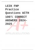 LEIK FNP Practice Questions WITH 100％ CORRECT ANSWERS 2024-2025