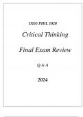 (WGU D265) PHIL 1020 CRITICAL THINKING FINAL EXAM REVIEW Q & A 2024