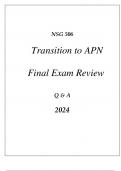 &lpar;UOP&rpar; NSG 506 TRANSITION TO APN COMPREHENSIVE FINAL EXAM REVIEW Q & A