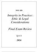 &lpar;UOP&rpar; NSG 426 INTEGRITY IN PRACTICE &lpar;ETHIC & LEGAL CONSIDERATIONS&rpar; COMPREHENSIVE  EXAM