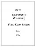 (UOP) QRB 501 QUANTITATIVE REASONING COMPREHENSIVE FINAL EXAM REVIEW Q & A