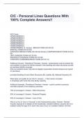 CIC - Personal Lines Questions With 100&percnt; Complete Answers&excl;&excl;