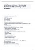 CIC PERSONAL LINES &ndash; RESIDENTIAL QUESTIONS WITH CORRECTLY SOLVED ANSWERS&excl;&excl;
