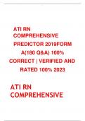 ATI RN COMPREHENSIVE PREDICTOR 2019FORM A(180 Q&A) 100% CORRECT | VERIFIED AND RATED 100% 2023