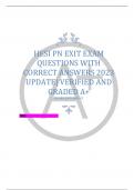 HESI PN Exit Exam Questions with Correct Answers 2024 Update| Verified and Graded A+