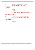HESI A2 ENTRANCE EXAM FOR  CHAMBERLAIN COLLGE OF NURSING  2023 QUESTIONS WITH ANSWERS  MATH