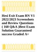 Hesi Exit Exam RN V1 2022/2023 Screenshots and Review Questions ( 160 Q&A )Best Exam Solution Guaranteed success Graded A+