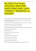 NU 650 Final Exam  UPDATED ANATOMY QUESTIONS AND 100% CORRECT ANSWERS A+ GRADED