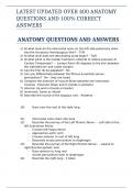 LATEST UPDATED OVER 400 ANATOMY QUESTIONS AND 100% CORRECT ANSWERS