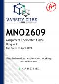MNO2609 Assignment 5 (DETAILED ANSWERS) Semester 1 2024 - DISTINCTION GUARANTEED
