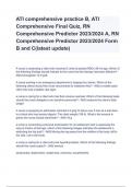 ATI comprehensive practice B, ATI Comprehensive Final Quiz, RN Comprehensive Predictor 2024/2025 A, RN Comprehensive Predictor 2024/2025 Form B and C Exam Questions With Answers of latest update