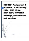 HED4804 Assignment 1 (COMPLETE ANSWERS) 2024 - DUE 15 May 2024 100% TRUSTED workings, explanations and solutions