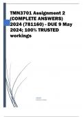 TMN3701 Assignment 2 (COMPLETE ANSWERS) 2024 (781160) - DUE 9 May 2024; 100% TRUSTED workings, explanations and solutions.