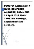 PDU3701 Assignment 1 QUIZ (COMPLETE ANSWERS) 2024 - DUE 23 April 2024 100% TRUSTED workings, explanations and solutions. 