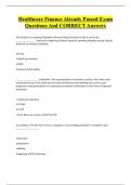 Healthcare Finance Bundled Exam Questions and CORRECT Answers