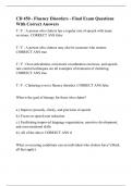 CD 450 - Fluency Disorders - Final Exam Questions With Correct Answers