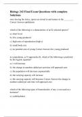 Biology 242 Final Exam Questions with complete Solutions.