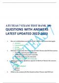 ATI TEAS 7 EXAM TEST BANK 300 QUESTIONS WITH ANSWERS LATEST UPDATED 2022-20