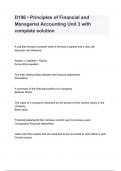 D196 &bull; Principles of Financial and Managerial Accounting Unit 3 with complete solution