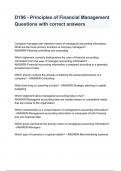 D196 - Principles of Financial Management Questions with correct answers