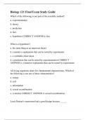 Biology 121 Final Exam Study Guide Questions With Complete Solutions