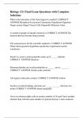Biology 121 Final Exam Questions with Complete Solutions