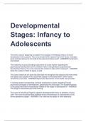 Developmental  Stages: Infancy to  Adolescent