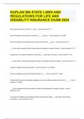 KAPLAN WA STATE LAWS AND REGULATIONS FOR LIFE AND DISABILITY INSURANCE EXAM 2024 