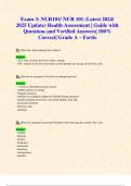 Exam 3&colon; NUR101&sol; NUR 101 &lpar;Latest 2024&sol; 2025 Update&rpar; Health Assessment &vert; Guide with Questions and Verified Answers&vert; 100&percnt; Correct&vert; Grade A &ndash; Fortis
