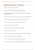 Biology 111 Exam 1 (Purdue)  Quizzes And Answers Latest 2024