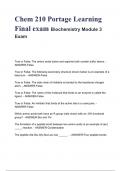 Chem 210 Portage Learning Final exam Biochemistry Module 3 Exam