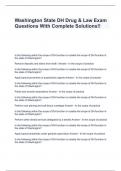 Washington State DH Drug & Law Exam Questions With Complete Solutions&excl;&excl;