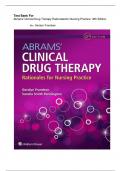 Test Bank - Abrams’ Clinical Drug Therapy: Rationales for Nursing Practice, 12th Edition (Frandsen, 2021) ,Latest edition 