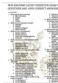 NUR ANATOMY LATEST PREDICTOR EXAM WITH OVER 50 QUESTIONS AND 100% CORRECT ANSWERS GRADED A+