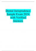 Dental Jurisprudence Sample Exam 2024 with Verified Answers