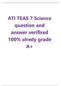 ATI TEAS 7 Science question and  answer verifired  100% alredy grade A+  