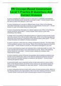 RN Concept-Based Assessment Level 1 Practice B Questions And Correct Answers