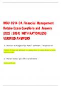 WGU C214 OA Financial Management Retake Exam Questions and Answers (2022 / 2024) WITH RATIONLESS VERIFIED ANSWERS   1. What does the Foreign Corrupt Practices Act forbid U.S. companiesto do?    Prohibits U.S. firms and individuals from paying bribes to fo