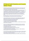 ATI Mental Health Questions and Answers 2024&lpar;A&plus; Rated&rpar;
