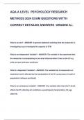 AQA A LEVEL PSYCHOLOGY RESEARCH  METHODS 2024 EXAM QUESTIONS WITTH  CORRECT DETAILED ANSWERS GRADED A&plus;&period;