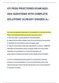 ATI PEDS PROCTORED EXAM 2023- 2024 QUESTIONS WITH COMPLETE  SOLUTIONS ALREADY GRADED A+.