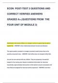 ECON POST-TEST 3 QUESTIONS AND  CORRECT VERIFIED ANSWERS  GRADED A+.(QUESTIONS FROM THE  FOUR UNIT OF MODULE 3)