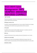 WGU D099 Sales Management 100%  VERIFIED ANSWERS  2024/2025 CORRECT