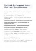 Med Surg 2 - The Hematologic System Week 1&comma; unit 1 Exam &lpar;elaborations&rpar;